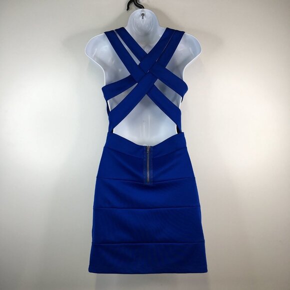 Lovers + Friends Worth The Waist Criss Cross Back Blue Dress Size S - Picture 8 of 12